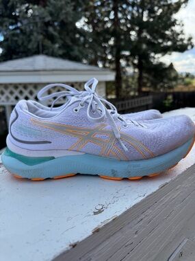 ASICS White Aqua Running Shoes with Orange Details